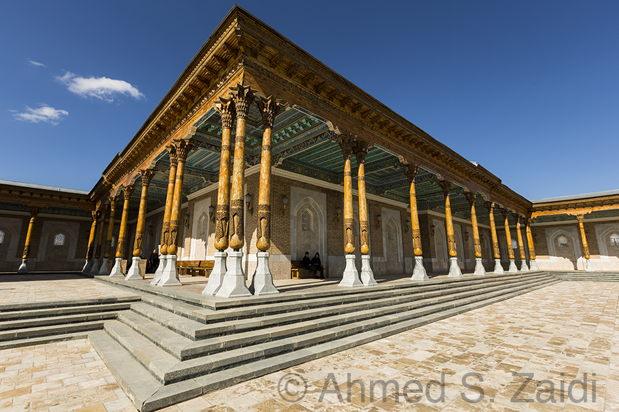 Wooden columns at Imam Bukhari tomb
